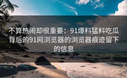 不算热闹却很重要：91爆料猛料吃瓜背后的91网浏览器的浏览器痕迹留下的信息