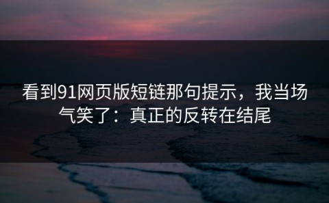 看到91网页版短链那句提示，我当场气笑了：真正的反转在结尾