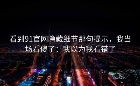 看到91官网隐藏细节那句提示，我当场看傻了：我以为我看错了