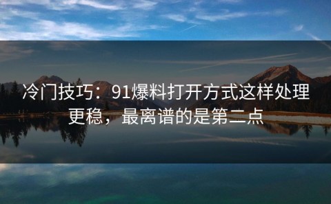 冷门技巧：91爆料打开方式这样处理更稳，最离谱的是第二点