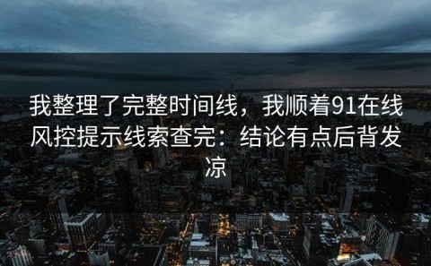 我整理了完整时间线，我顺着91在线风控提示线索查完：结论有点后背发凉