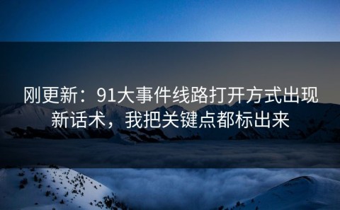 刚更新：91大事件线路打开方式出现新话术，我把关键点都标出来