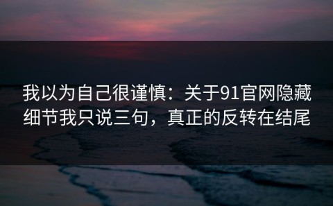 我以为自己很谨慎：关于91官网隐藏细节我只说三句，真正的反转在结尾