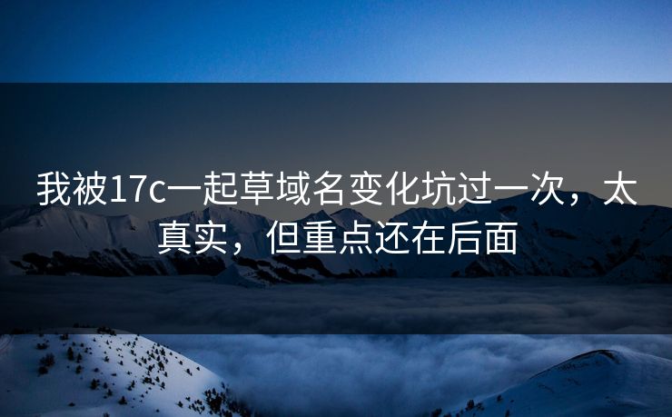 我被17c一起草域名变化坑过一次，太真实，但重点还在后面