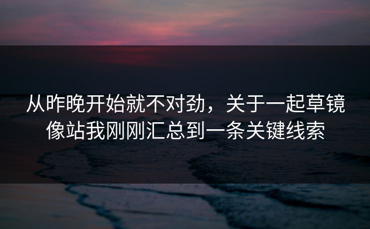 从昨晚开始就不对劲，关于一起草镜像站我刚刚汇总到一条关键线索