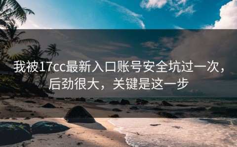 我被17cc最新入口账号安全坑过一次，后劲很大，关键是这一步