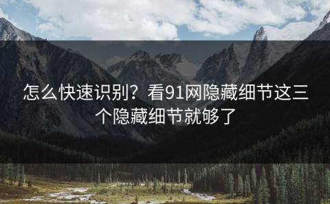 怎么快速识别？看91网隐藏细节这三个隐藏细节就够了