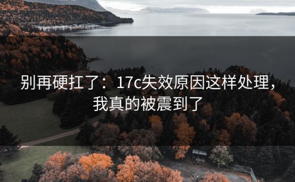 别再硬扛了：17c失效原因这样处理，我真的被震到了