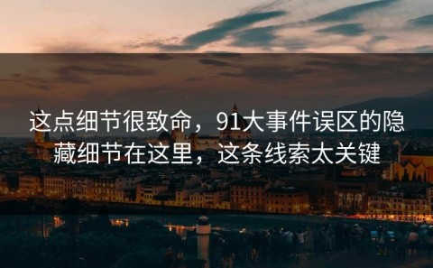 这点细节很致命，91大事件误区的隐藏细节在这里，这条线索太关键