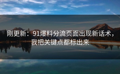 刚更新：91爆料分流页面出现新话术，我把关键点都标出来