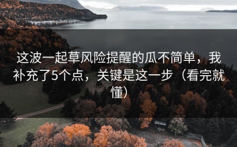 这波一起草风险提醒的瓜不简单，我补充了5个点，关键是这一步（看完就懂）