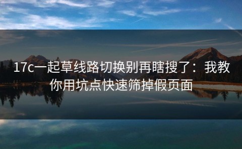 17c一起草线路切换别再瞎搜了：我教你用坑点快速筛掉假页面