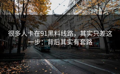 很多人卡在91黑料线路，其实只差这一步：背后其实有套路