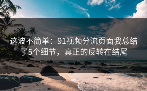 这波不简单：91视频分流页面我总结了5个细节，真正的反转在结尾