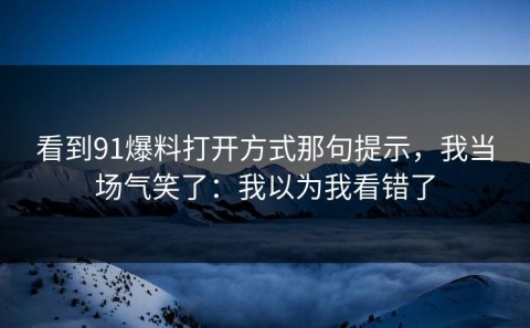 看到91爆料打开方式那句提示，我当场气笑了：我以为我看错了