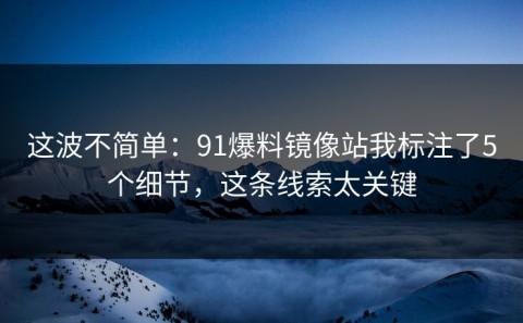 这波不简单：91爆料镜像站我标注了5个细节，这条线索太关键