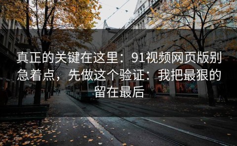 真正的关键在这里：91视频网页版别急着点，先做这个验证：我把最狠的留在最后