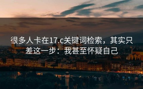 很多人卡在17.c关键词检索，其实只差这一步：我甚至怀疑自己
