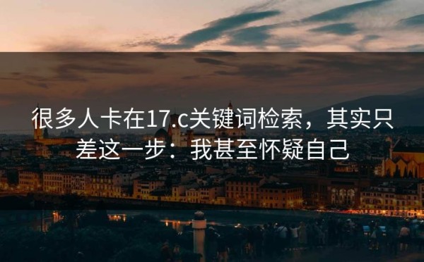很多人卡在17.c关键词检索，其实只差这一步：我甚至怀疑自己