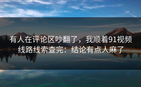 有人在评论区吵翻了，我顺着91视频线路线索查完：结论有点人麻了