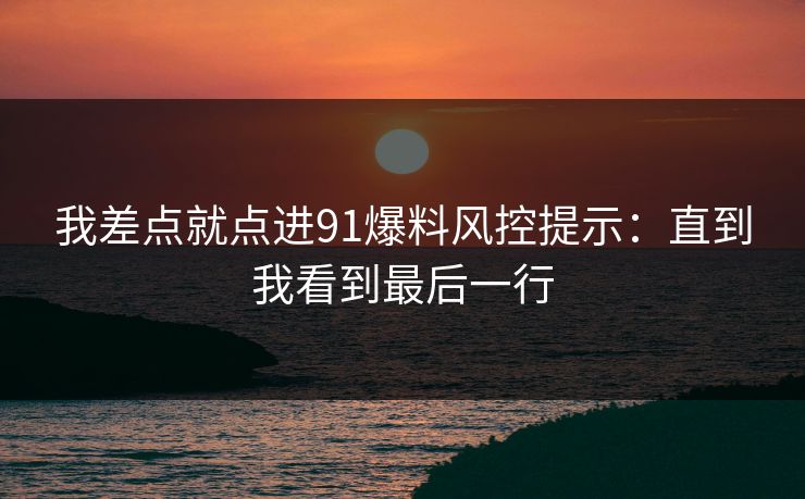 我差点就点进91爆料风控提示：直到我看到最后一行
