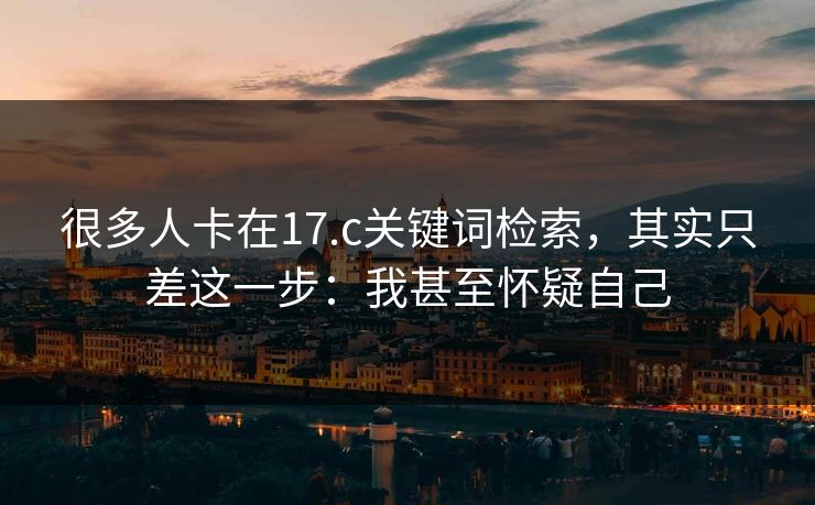 很多人卡在17.c关键词检索，其实只差这一步：我甚至怀疑自己
